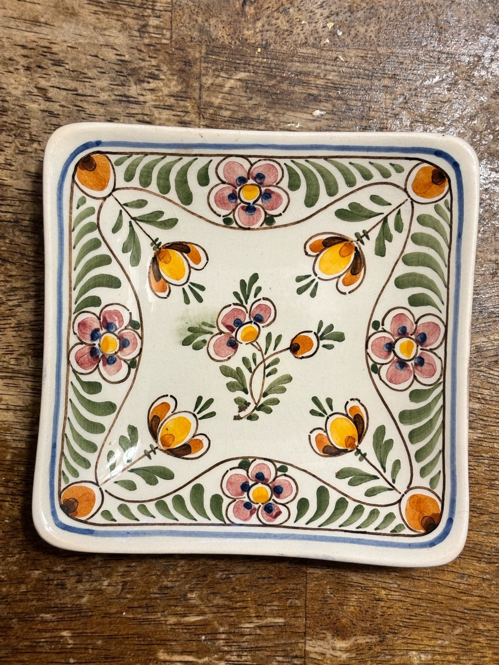 Vintage D.P. Delft Holland Hand Painted Floral Pottery Trinket Dish Dutch